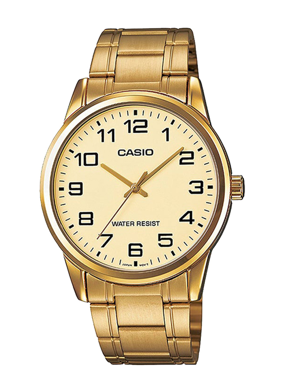 Casio Analog Watch for Men with Stainless Steel Band, Water Resistant, Mtp-V001G-9B, Gold