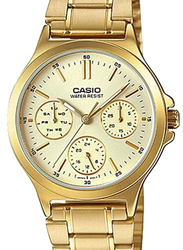 Casio Analog Watch for Women with Stainless Steel Band, Water Resistant and Chronograph, LTP-V300G-9A, Gold-Yellow