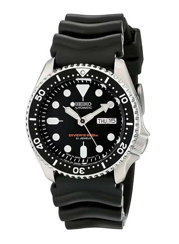 

Seiko Analog Watch for Men with Rubber Band, Water Resistant, SKX007J1, Black