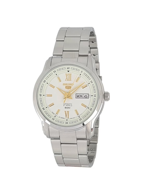 

Seiko Analog Watch for Men with Stainless Steel Band, Water Resistant, SNKL15J1, Silver-White