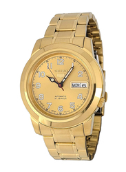 Seiko Analog Watch for Men with Stainless Steel Band and Water Resistant, SNKK38J1, Gold