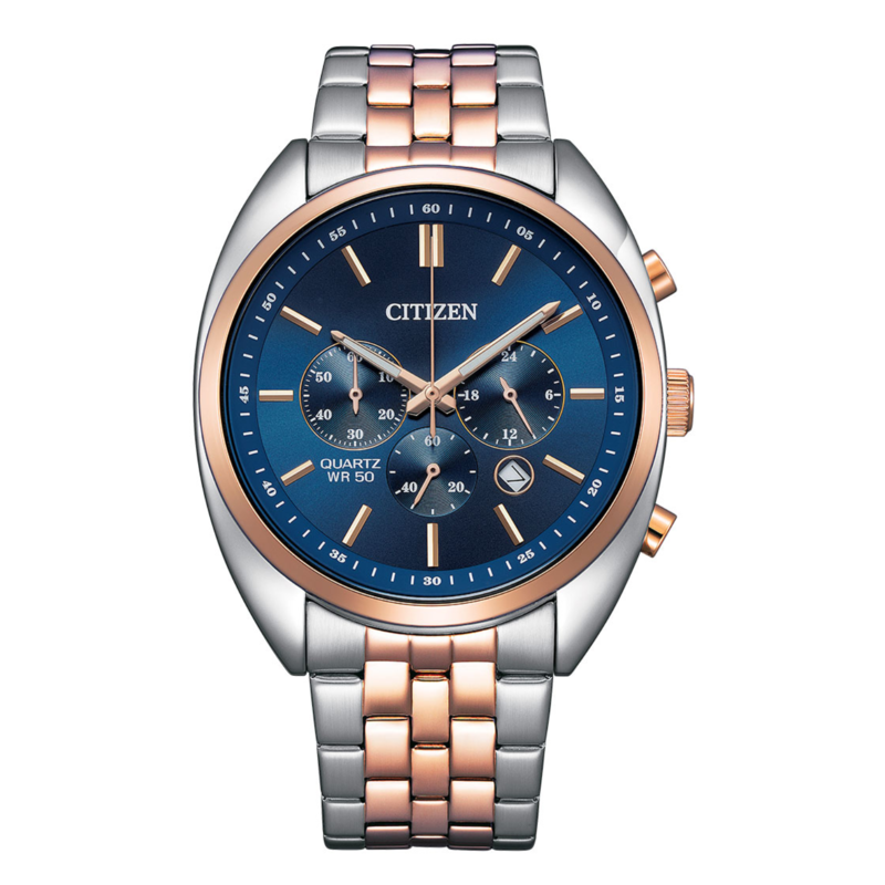 

Citizen Analog Watch for Men with Stainless Steel Band, Water Resistant and Chronograph, AN8216-50L, Multicolour-Blue