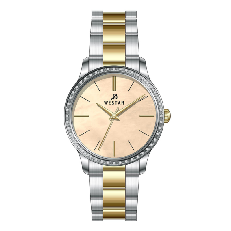 

Westar Analog Watch for Women with Stainless Steel Band, Water Resistant, 00129CBN112, Silver/gold-Gold