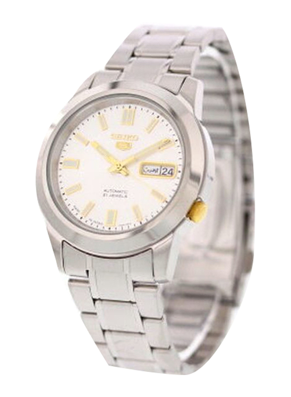 Seiko Analog Watch for Men with Stainless Steel Band, Water Resistant, SNKK09J, Silver-White