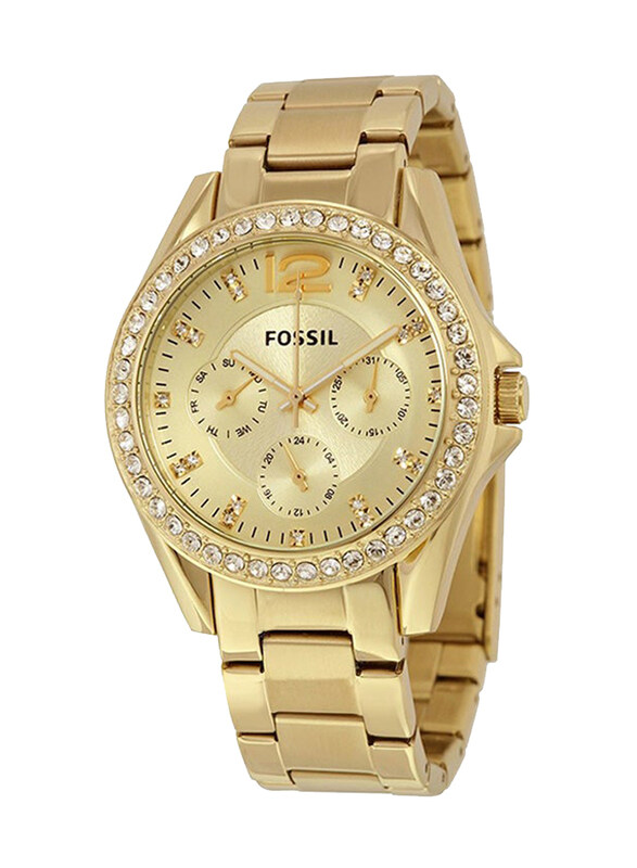 

Fossil Analog Wrist Watch for Women with Stainless Steel Band, Water Resistant, ES3203, Gold