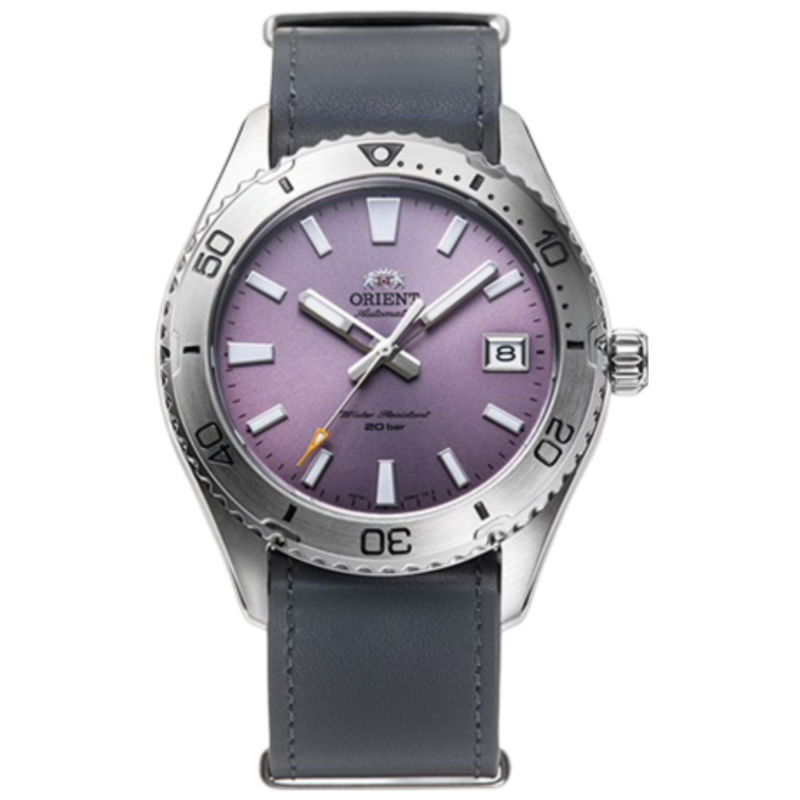 

Orient Analog Watch for Men with Leather Band, Water Resistant, OW-RA-AC0Q07V00C, Grey-Purple