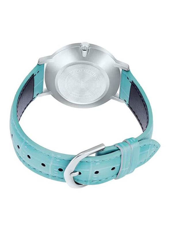 Casio Analog Watch for Women with Leather Band, LTP-VT01L-7B3, Light Blue-White