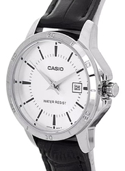 Casio Analog Watch for Women with Leather Band, Water Resistant, LTP-V004L-7A, Black-Silver