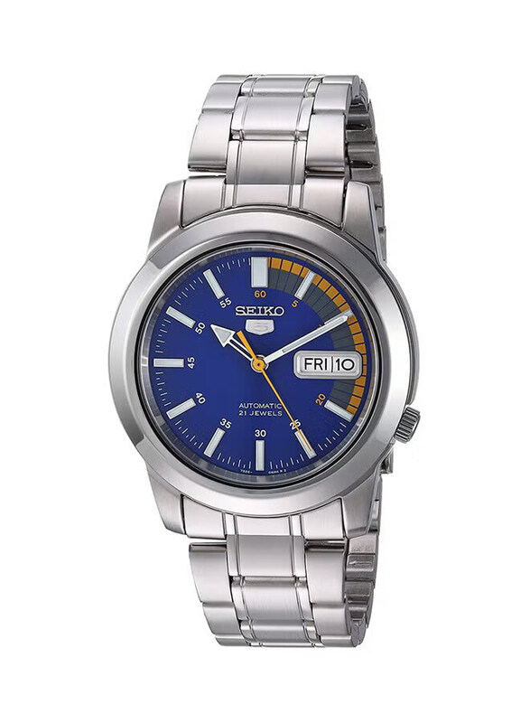 

Seiko Analog Watch for Men with Stainless Steel Band, Water Resistant, SNKK27J, Silver-Blue