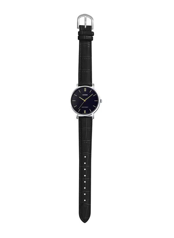 Casio Enticer Analog Watch for Women with Leather Band, Water Resistant, LTP-VT01L-1B, Black