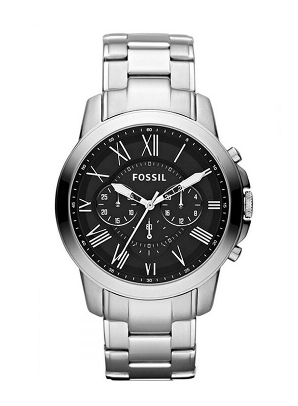 

Fossil Grant Analog Watch for Men with Stainless Steel Band, Chronograph and Water Resistant, FS4736, Silver-Black