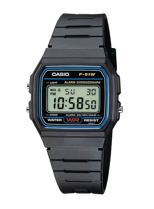 

Casio Vintage Series Digital Watch for Men with Stainless Steel Band, Water Resistant, F-91W-1DG, Black-Transparent