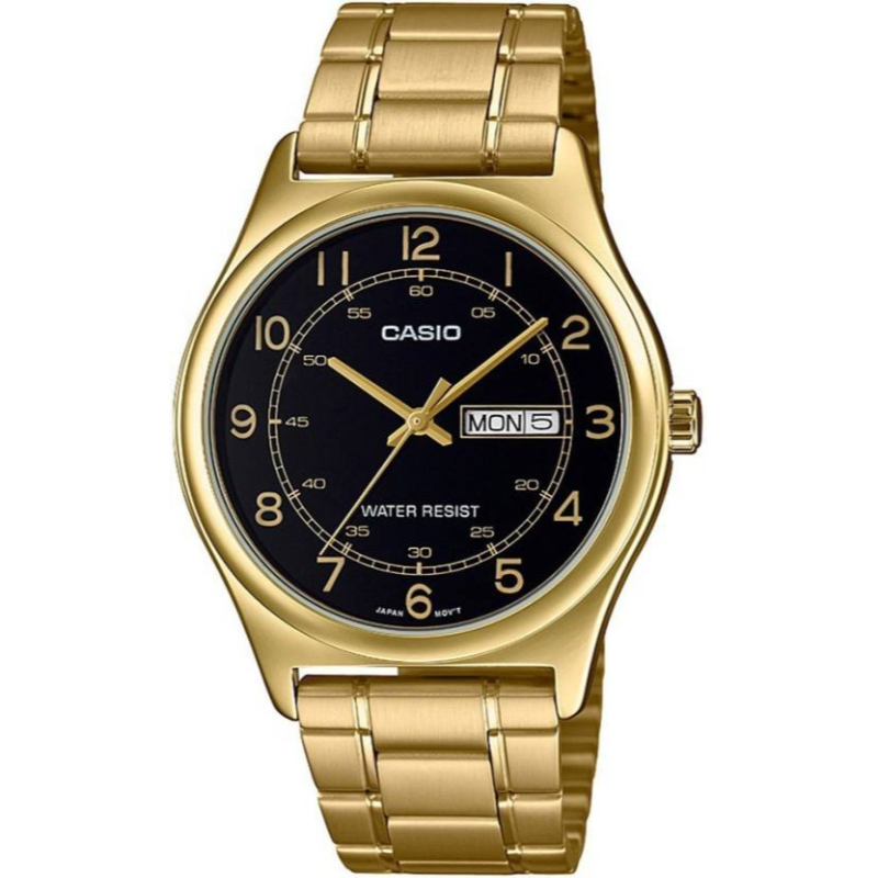 

Casio Enticer Analog Watch for Men with Stainless Steel Band, Water Resistant, MTP-V006G-1BUDF, Gold-Black