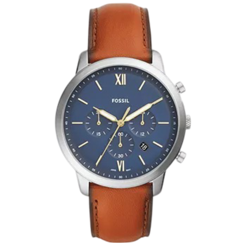 

Fossil Neutra Analog Watch for Men with Leather Band, Water Resistant and Chronograph, FS5453, Brown-Blue