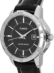 Casio Dress Analog Watch for Men with Leather Band, Water Resistant, MTP-V004L-1A, Black