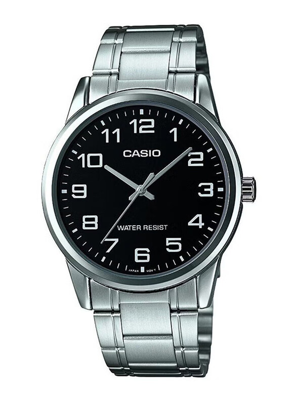 

Casio Dress Analog Quartz Watch for Men with Stainless Steel Band, Water Resistant, MTP-V001D-1BUDF, Silver-Black