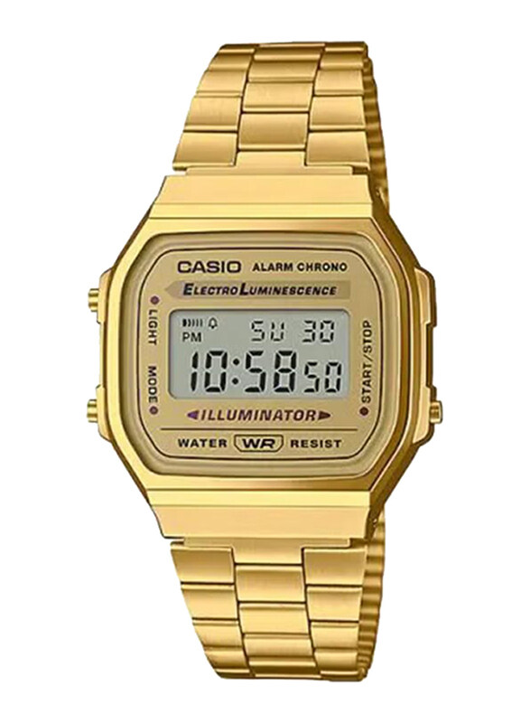 

Casio Classic Digital Watch for Men with Stainless Steel Band, Water Resistant, A168WG-9WDF, Gold