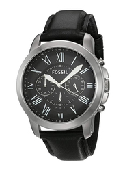 Fossil Analog Watch for Men with Leather Band, Water Resistant and Chronograph, FS4812IE, Black