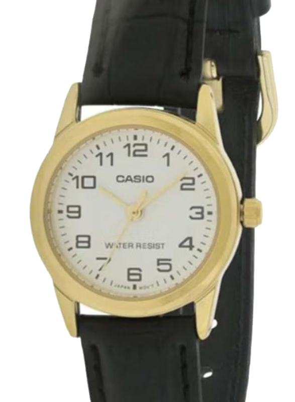 Casio Dress Analog Watch for Women with Leather Band, Water Resistant, LTP-V001GL-7B, Black-White