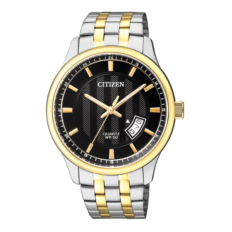 

Citizen Analog Watch for Men with Stainless Steel Band, Water Resistant, BI1054-80E, Silver/gold-Black