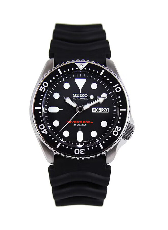 

Seiko Analog Watch for Men with Rubber Band, Water Resistant, SKX007K1, Black