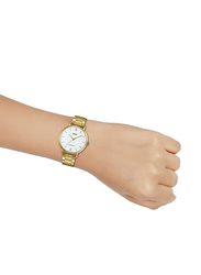 Casio Analog Watch for Women with Stainless Steel Band, Water Resistant, LTP-VT01G-7BUDF, Gold-White