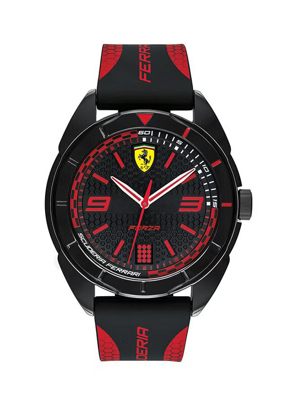 

Scuderia Ferrari Analog Watch for Men with Silicone Band, 830515, Black-Red