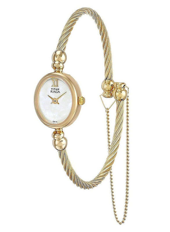 

Titan Analog Watch for Women with Stainless Steel Band, T197YM03, White-Gold