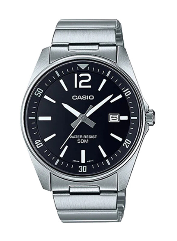 

Casio Youth Series Analog Watch for Men with Stainless Steel Band, Water Resistant, MTP-E170D-1BVDF, Silver-Black