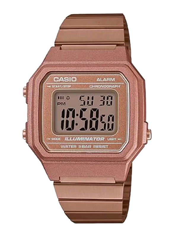 

Casio Digital Unisex Watch with Stainless Steel Band, Water Resistant, B650WC-5A, Rose Gold-Grey