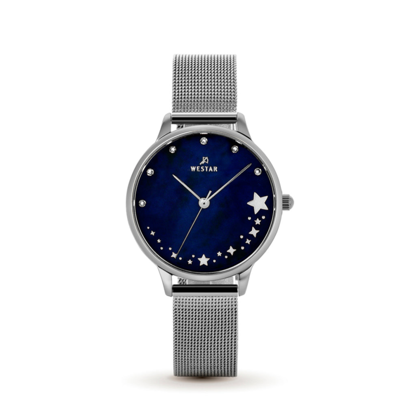

Westar Analog Watch for Women with Stainless Steel Band, Water Resistant, 00160STN114, Silver-Blue