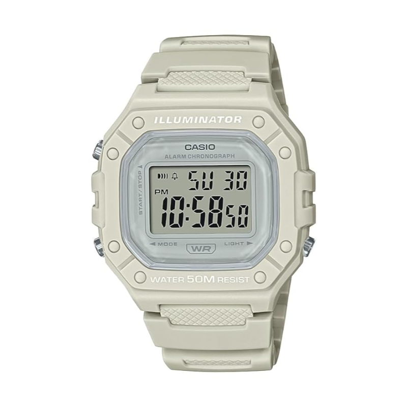 

Casio Standard Series Digital Watch for Men with Plastic Band, Water Resistant, W-218HC-8AVDF, White-Grey