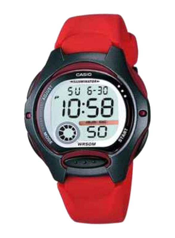 

Casio Digital Watch for Women with Resin Band, Water Resistant, LW-200-4AVDF, Red-Grey