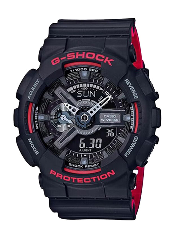 

G-Shock Analog + Digital Quartz Watch for Men with Synthetic Band, Water Resistant, GA110HR-1A, Black-Red/Black