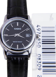 Casio Dress Analog Watch for Women with Leather Band, Water Resistant, LTP-V002L-1A, Black