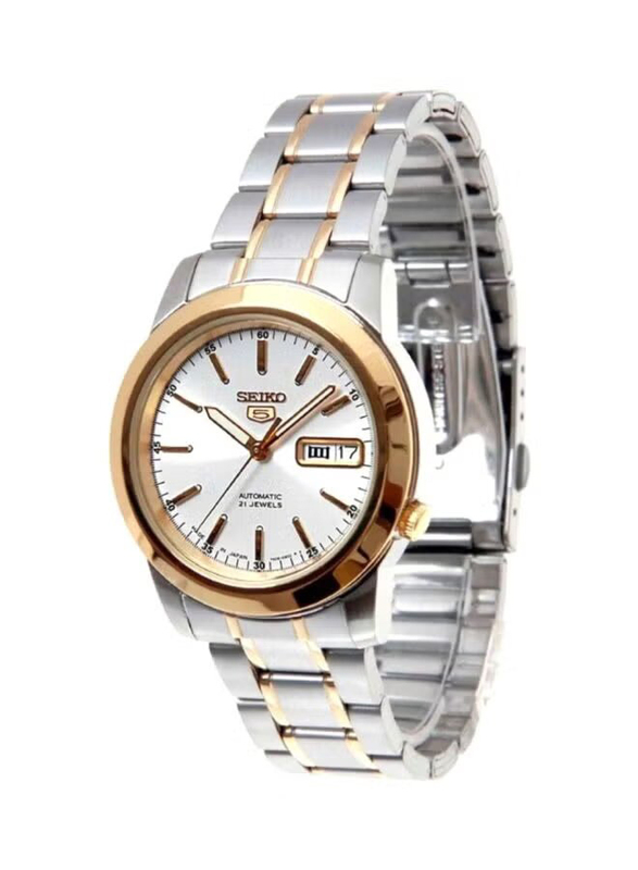 Seiko Analog Watch for Men with Stainless Steel Band, Water Resistant, SNKE54J1, Silver/Gold-Silver