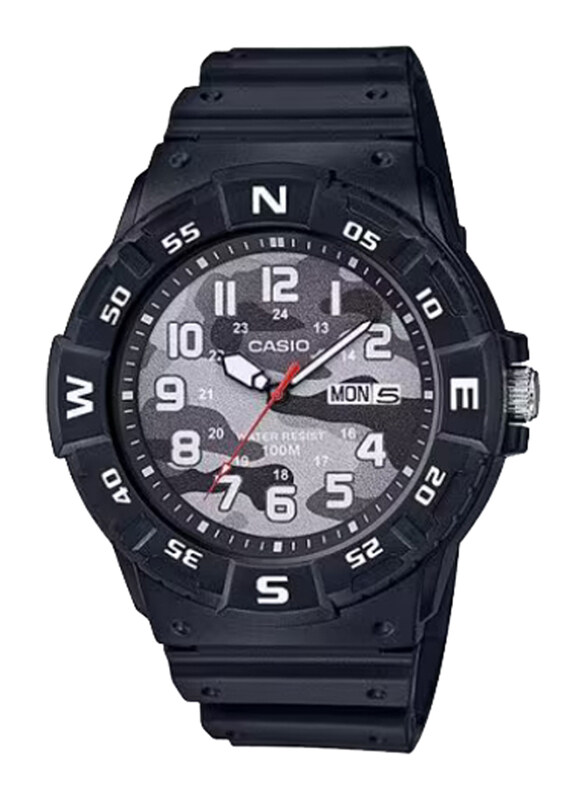 

Casio Youth Series Analog Watch for Men with Resin Band, Water Resistant, MRW-220HCM-1BVDF, Black-Multicolour