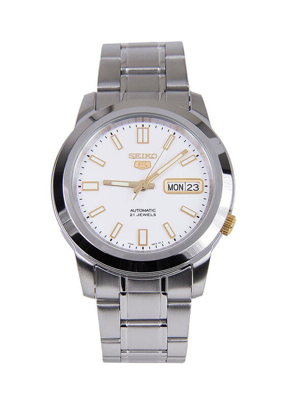 

Seiko Analog Watch for Men with Stainless Steel Band and Water Resistant, SNKK07K1, Silver-White