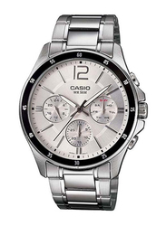 Casio Analog Watch for Men with Stainless Steel Band, Water Resistant and Chronograph, MTP-1374D-7AVDF, Silver-Silver