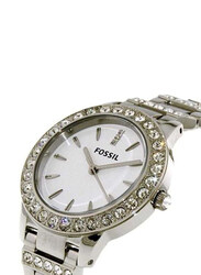 Fossil Jesse Analog Wrist Watch for Women with Stainless Steel Band, Water Resistant, ES2362, Silver-White