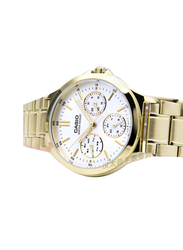 Casio Analog Watch for Men with Stainless Steel Band, Water Resistant, MTP-V300G-7A, Gold-White