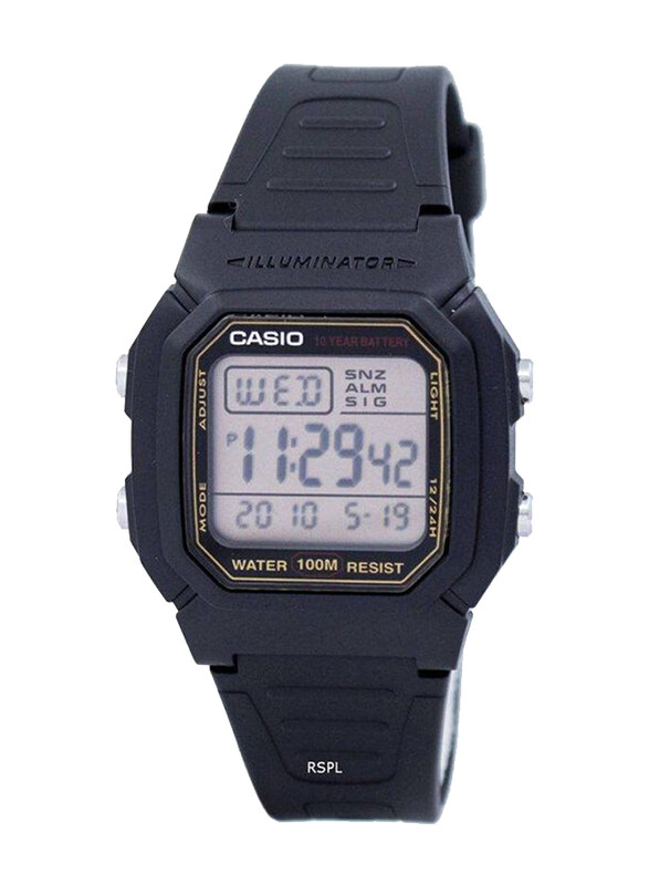 

Casio Youth Digital Watch for Men with Resin Band, Water Resistant, W-800HG-9AV, Black-Grey