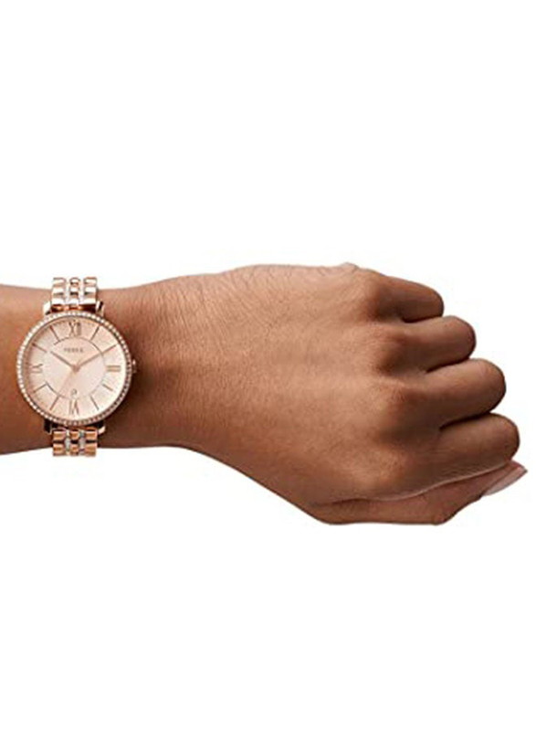 Fossil Jacqueline Analog Watch for Women with Stainless Steel Band and Water Resistant, ES3546, Rose Gold