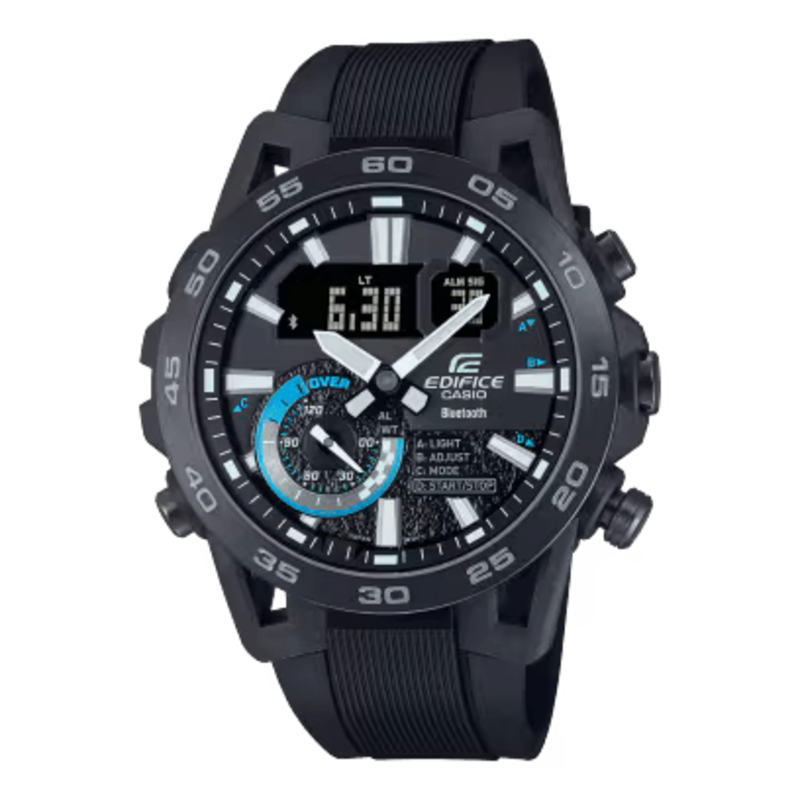 

Casio Edifice Analog/Digital Watch for Men with Resin Band, Water Resistant and Chronograph, ECB-40PB-1A, Black-Black