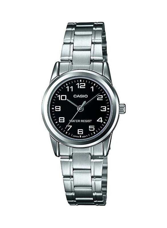 

Casio Enticer Analog Watch for Women with Stainless Steel Band, Water Resistant, LTP-V001D-1BUDF, Silver-Black