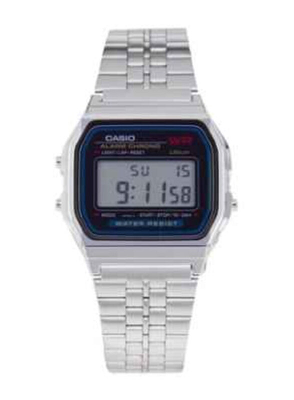 

Casio Digital Watch for Men with Stainless Steel Band, Water Resistant, A159W-N1DF, Silver-Grey