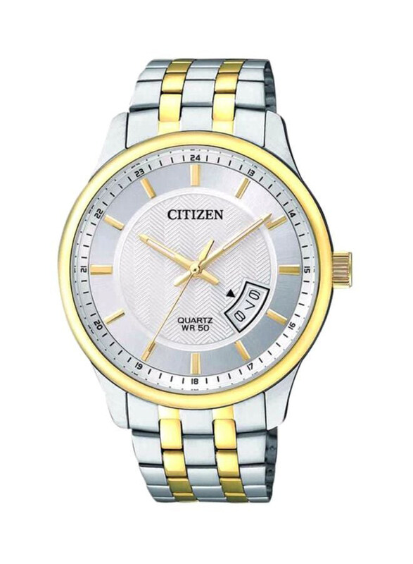 

Citizen Analog Watch for Men with Stainless Steel Band and Water Resistant, BI 1054 80A, Silver/Gold-Silver