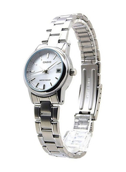 Casio Analog Watch for Women with Stainless Steel Band, Water Resistant, LTP-V002D-7A, Silver-Silver