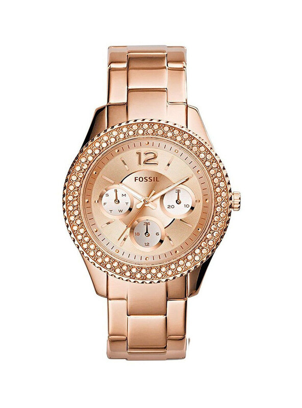 

Fossil Stella Analog Wrist Watch for Women with Stainless Steel Band, Water Resistant and Chronograph, ES3590, Rose Gold