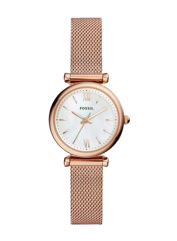 

Fossil Carlie Analog Watch for Women with Stainless Steel Band and Water Resistant, ES4433, Rose Gold-White